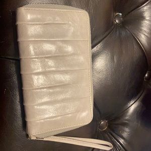 HOBO gray leather wristlet